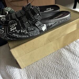 Men’s John Galliano Calf Pasha Gazette Leather Mules, Size 9.5